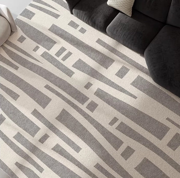 Large Modern Rugs for Living Room, Gray Geometric Area Rugs for Bedroom, Contemporary Area Rugs for Dining Room-Art Painting Canvas