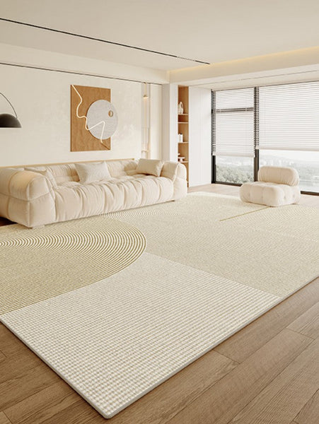 Modern Rugs under Sofa, Dining Room Floor Rugs, Abstract Contemporary Rugs for Bedroom, Modern Rugs for Office, Large Cream Color Rugs in Living Room-Art Painting Canvas