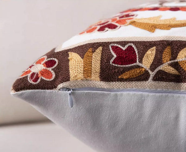 Cotton Flower Decorative Pillows, Sofa Decorative Pillows, Embroider Flower Cotton Pillow Covers, Farmhouse Decorative Throw Pillows for Couch-Art Painting Canvas