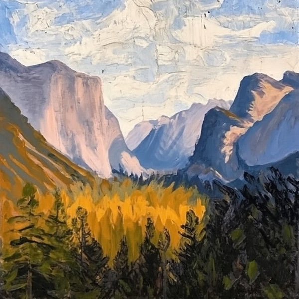 Yosemite National Park Mountain Painting, Original Small Landscape Paintings, Small Hand Painted Canvas Art, Easy Landscape Painting Ideas, Simple Small Canvas Paintings-Art Painting Canvas