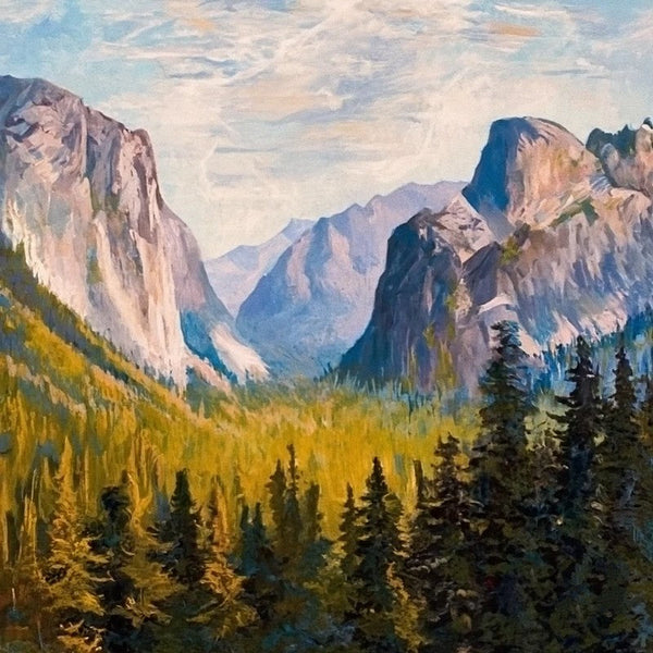 Original Small Landscape Paintings, Small Hand Painted Canvas Art, Yosemite National Park Mountain Painting, Easy Landscape Painting Ideas, Simple Small Canvas Paintings-Art Painting Canvas