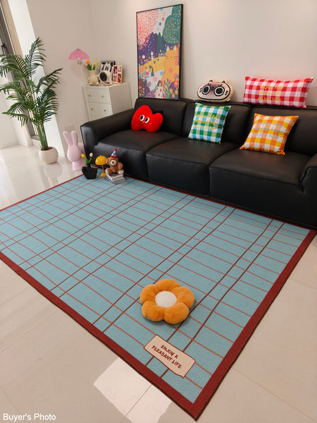 Modern Living Room Rug Ideas, Mid Century Contemporary Rugs, Geometric Modern Area Rugs, Blue Modern Rugs for Dining Room-Art Painting Canvas