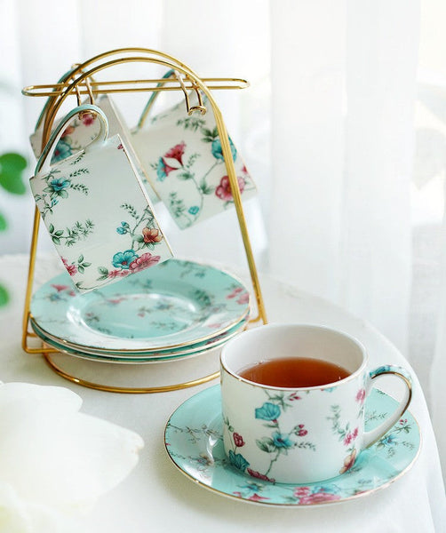 Vintage Tea Cup Set, Elegant Coffee Cup, Porcelain Tea cups, British Tea Cup Set, Afternoon Tea Cup with Saucer Set, Porcelain Coffee Cups, Coffee Cup in Gift Box-Art Painting Canvas