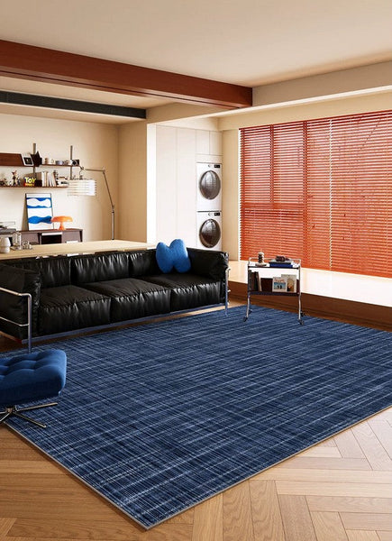 Blue Modern Rugs for Dining Room, Bedroom Modern Floor Carpet, Mid Century Area Rugs, Contemporary Modern Living Room Rug Ideas-Art Painting Canvas