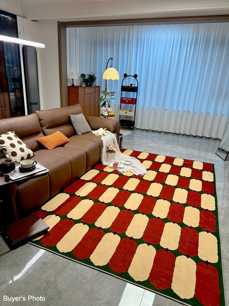 Geometric Modern Rugs, Mid Century Contemporary Rugs, Modern Living Room Rug Ideas, Colorful Area Rugs for Dining Room-Art Painting Canvas