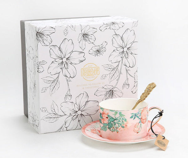 Porcelain Tea cups, British Tea Cup Set, Afternoon Tea Cup with Saucer Set, Elegant Coffee Cup, Porcelain Coffee Cups, Coffee Cup in Gift Box, Vintage Tea Cup Set-Art Painting Canvas
