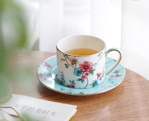Elegant Coffee Cup, Porcelain Tea cups, British Tea Cup Set, Vintage Tea Cup Set, Afternoon Tea Cup with Saucer Set, Porcelain Coffee Cups, Coffee Cup in Gift Box-Art Painting Canvas