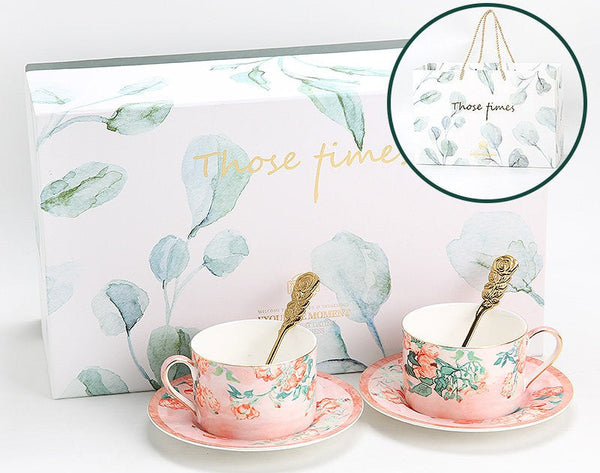Elegant Coffee Cup, Porcelain Tea cups, British Tea Cup Set, Afternoon Tea Cup with Saucer Set, Porcelain Coffee Cups, Coffee Cup in Gift Box, Vintage Tea Cup Set-Art Painting Canvas