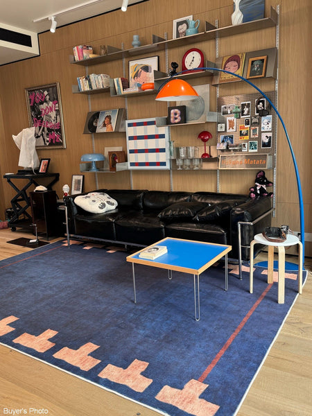 Mid Century Area Rugs, Contemporary Modern Living Room Rug Ideas, Blue Modern Rugs for Dining Room, Bedroom Modern Floor Carpet-Art Painting Canvas