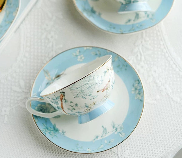 Luxury Tea Cup with Saucer, Elegant Coffee Cup, Ceramic Tea Cup Set, Porcelain Coffee Cup, Porcelain Tea cups, British Tea Cup Set, Afternoon Tea Cup with Saucer Set-Art Painting Canvas