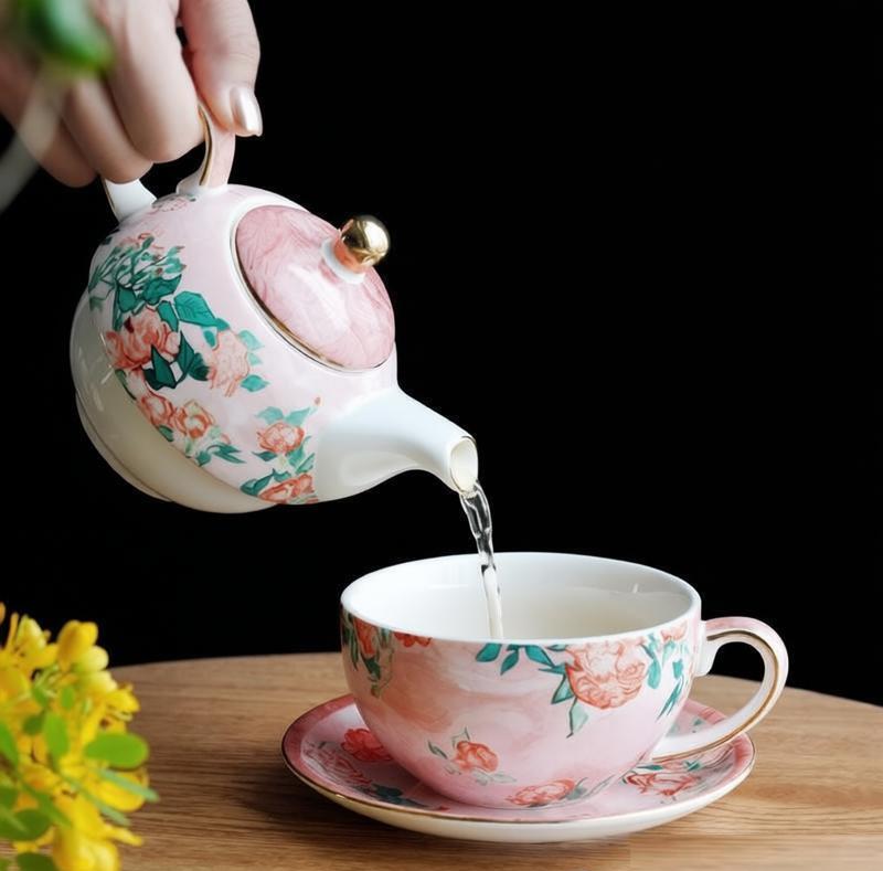 Vintage Style Mother And Baby Teapot With Matching Saucer And Spoon