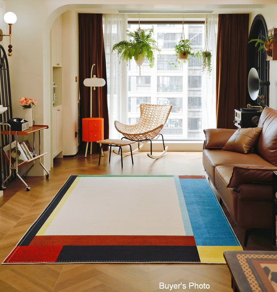 Modern Living Room Rug Ideas, Geometric Contemporary Area Rugs, Mid Century Modern Rugs, Colorful Modern Rugs for Bedroom-Art Painting Canvas
