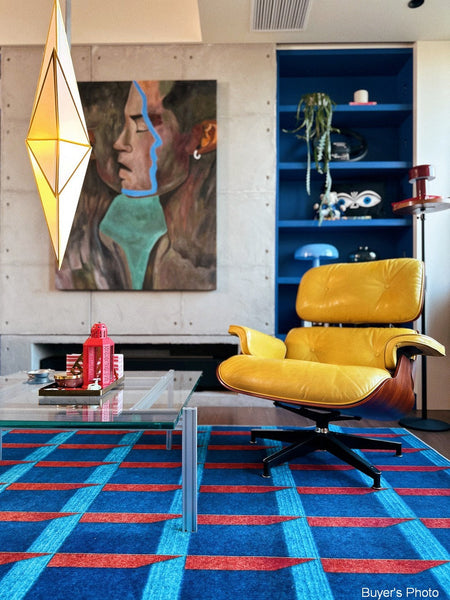 Mid Century Modern Rugs, Bedroom Modern Floor Carpet, Blue Modern Rug Designs, Contemporary Modern Rugs for Dining Room, Living Room Rug Ideas-Art Painting Canvas