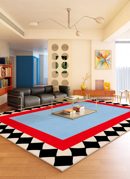 Colorful Modern Rugs for Bedroom, Contemporary Modern Rugs for Living Room, Geometric Modern Rugs, Modern Carpets under Coffee Table-Art Painting Canvas