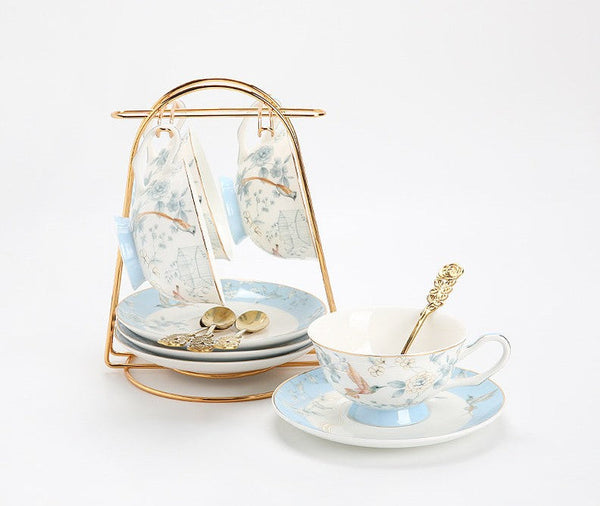 Ceramic Tea Cup Set, Luxury Tea Cup with Saucer, Elegant Coffee Cup, Porcelain Coffee Cup, Porcelain Tea cups, British Tea Cup Set, Afternoon Tea Cup with Saucer Set-Art Painting Canvas