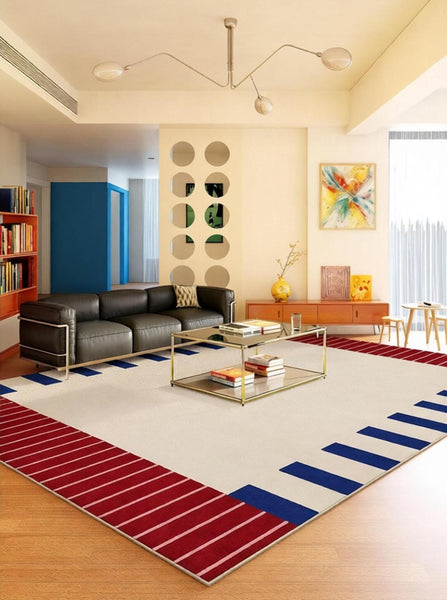 Geometric Modern Rugs, Modern Carpets under Coffee Table, Colorful Modern Rugs for Bedroom, Contemporary Modern Rugs for Living Room-Art Painting Canvas