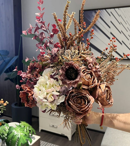 Large Bunch of Flowers Arrangement Interior Design, Creative Modern Artificial Floral Arrangement, Creative Faux Silk Floral Bouquet Table Centerpiece-Art Painting Canvas