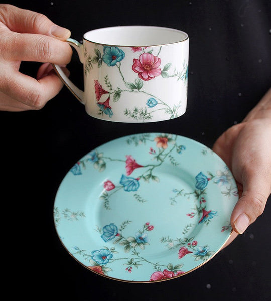 Elegant Coffee Cup, Porcelain Tea cups, British Tea Cup Set, Vintage Tea Cup Set, Afternoon Tea Cup with Saucer Set, Porcelain Coffee Cups, Coffee Cup in Gift Box-Art Painting Canvas