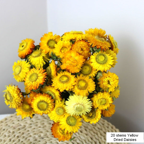 Natural Decorations, A Bunch of Dried Daisy Flowers, Flower Arrangements, Natural Dried Yellow Daisy Flowers, Handmade Artificial Flowers for Home Decor-Art Painting Canvas