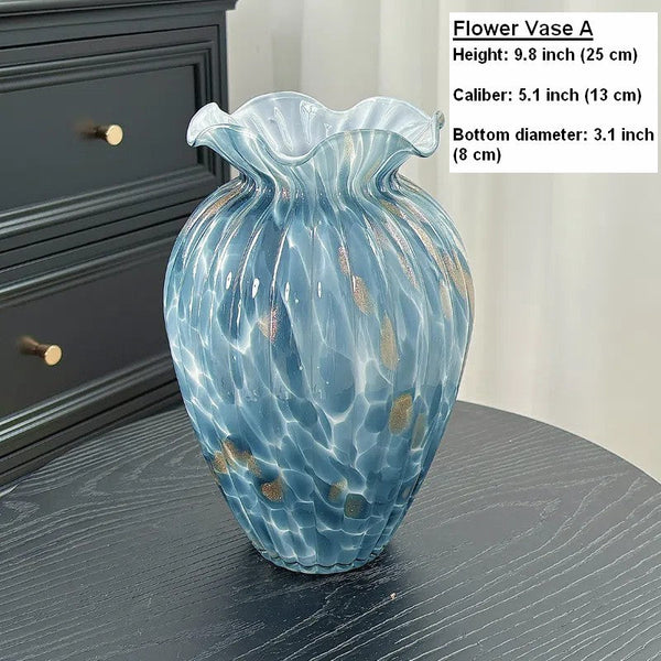 Modern Glass Bud Vases, Centerpiece Vases on Table, Handmade Liuli Vases, Color Glaze Vase, Contemporary Vases for Modern Home Decor-Art Painting Canvas