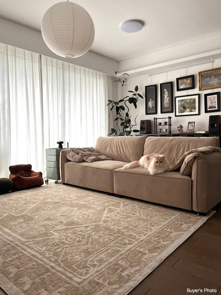 Large Modern Rugs under Dining Room Table, Contemporary Abstract Rugs Next to Bed, Geometric Modern Carpets for Office, Vintage Soft Turkish Rug for Living Room-Art Painting Canvas