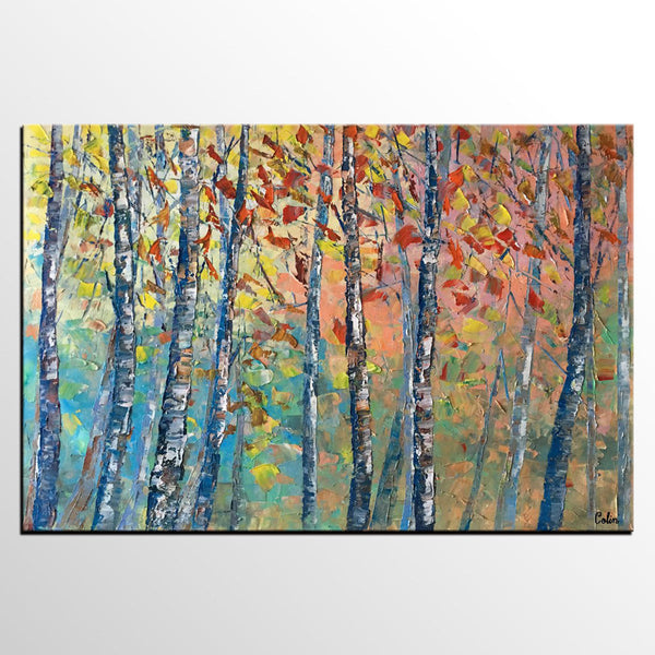 Birch Tree Painting, Landscape Painting, Original Wall Art, Canvas Art, Custom Large Oil Painting