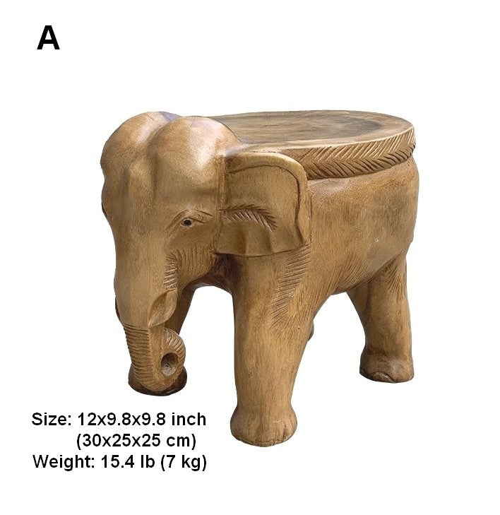 Elephant Sofa Stool, Dining Table Stool, Handmade Solid Wood low Stool, Elephant Wooden Stool, Creative Shoe-changing Stool-Art Painting Canvas