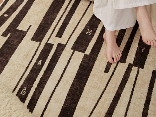 Contemporary Abstract Rugs Next to Bed, Modern Rugs under Dining Room Table, Geometric Modern Carpets for Office, Large Modern Rugs for Living Room-Art Painting Canvas