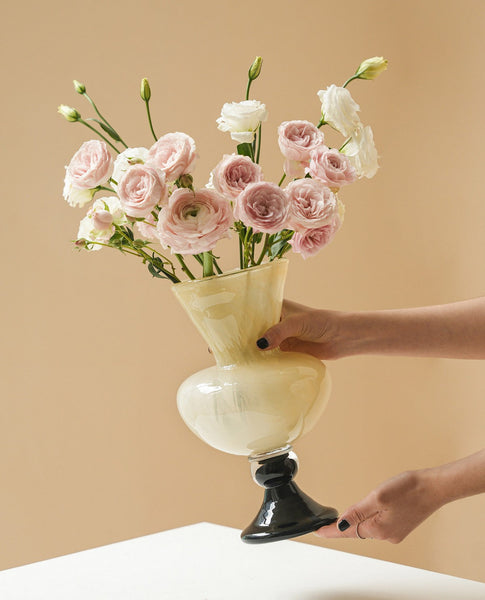 Centerpiece Contemporary Vases on Table, Mid Century Glass Vases, Unique Decorative Glass Vase, Handmade Modern Vases for Living Room, Modern Glass Vase for Flowers-Art Painting Canvas