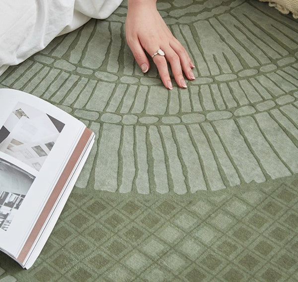 Dining Room Floor Rugs, Modern Rug Ideas for Living Room, Green Modern Rugs under Sofa, Abstract Contemporary Rugs for Bedroom-Art Painting Canvas