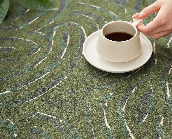 Bedroom Abstract Modern Area Rugs, Green Contemporary Modern Rugs, Geometric Round Rugs for Dining Room, Mid Century Round Modern Rugs under Chairs-Art Painting Canvas