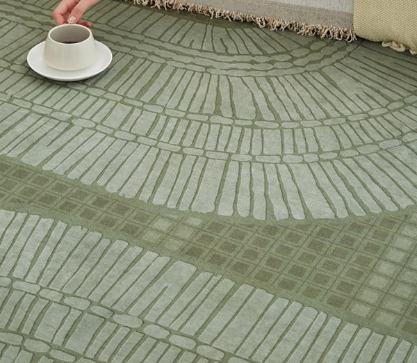 Dining Room Floor Rugs, Modern Rug Ideas for Living Room, Green Modern Rugs under Sofa, Abstract Contemporary Rugs for Bedroom-Art Painting Canvas