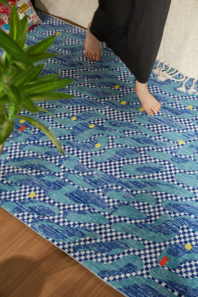 Abstract Area Rugs for Living Room, Contemporary Modern Rugs Next to Bed, Modern Carpets for Office, Geometric Modern Rugs under Dining Room Table