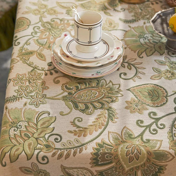 Table Cover for Dining Room Table, Flower Pattern Linen Tablecloth for Round Table, Modern Kitchen Table Cover, Simple Modern Rectangle Tablecloth Ideas for Oval Table-Art Painting Canvas
