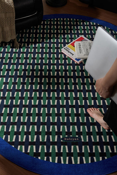 Abstract Contemporary Round Rugs under Chairs, Mid Century Circular Rugs for Bedroom, Modern Rugs for Dining Room, Geometric Modern Rugs for Living Room