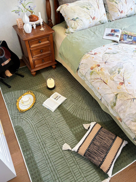 Dining Room Floor Rugs, Modern Rug Ideas for Living Room, Green Modern Rugs under Sofa, Abstract Contemporary Rugs for Bedroom-Art Painting Canvas