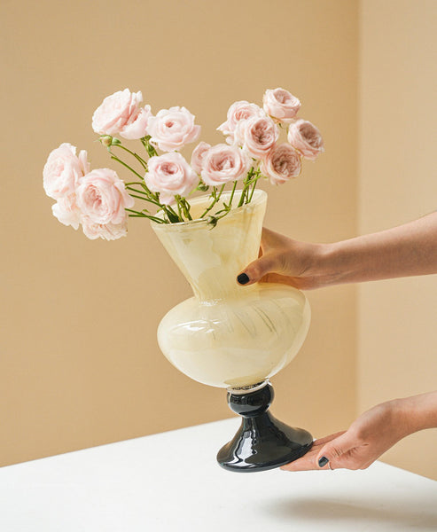 Centerpiece Contemporary Vases on Table, Mid Century Glass Vases, Unique Decorative Glass Vase, Handmade Modern Vases for Living Room, Modern Glass Vase for Flowers-Art Painting Canvas