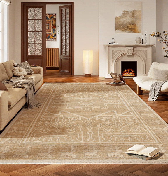 Large Modern Rugs under Dining Room Table, Contemporary Abstract Rugs Next to Bed, Geometric Modern Carpets for Office, Vintage Soft Turkish Rug for Living Room-Art Painting Canvas