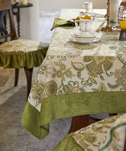 Table Cover for Dining Room Table, Flower Pattern Linen Tablecloth for Round Table, Modern Kitchen Table Cover, Simple Modern Rectangle Tablecloth Ideas for Oval Table-Art Painting Canvas
