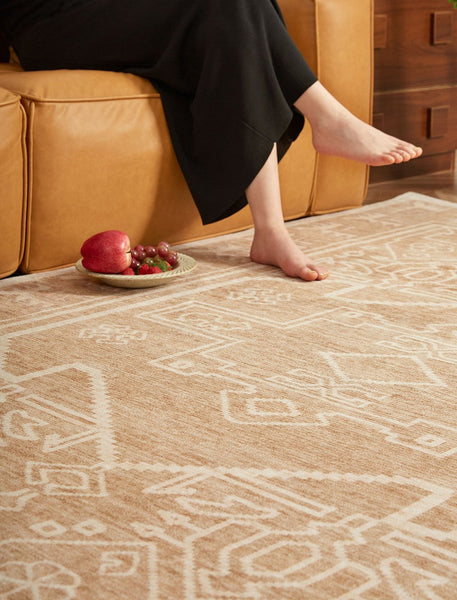 Large Modern Rugs under Dining Room Table, Contemporary Abstract Rugs Next to Bed, Geometric Modern Carpets for Office, Vintage Soft Turkish Rug for Living Room-Art Painting Canvas