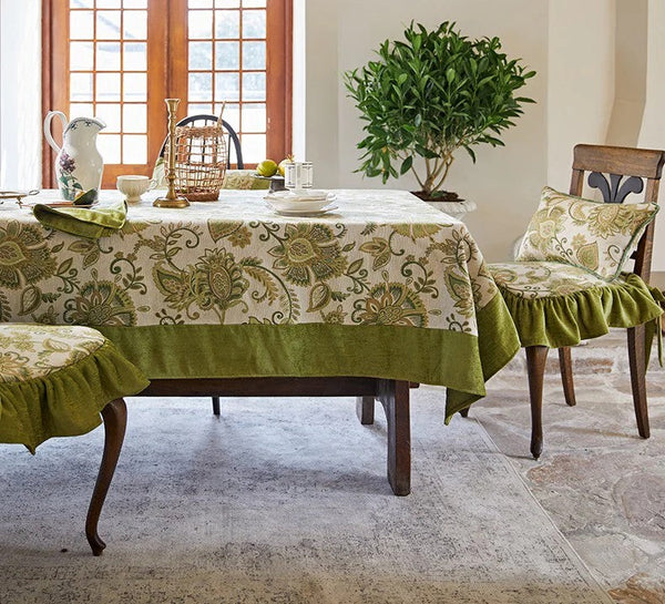 Table Cover for Dining Room Table, Flower Pattern Linen Tablecloth for Round Table, Modern Kitchen Table Cover, Simple Modern Rectangle Tablecloth Ideas for Oval Table-Art Painting Canvas