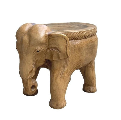 Elephant Sofa Stool, Dining Table Stool, Handmade Solid Wood low Stool, Elephant Wooden Stool, Creative Shoe-changing Stool-Art Painting Canvas