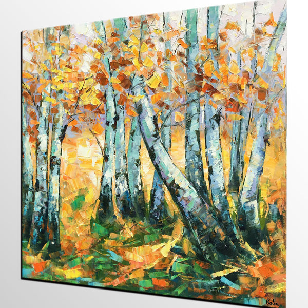 Landscape Painting, Oil Painting, Autumn Tree Painting, Abstract Painting, Custom Canvas Painting-Art Painting Canvas