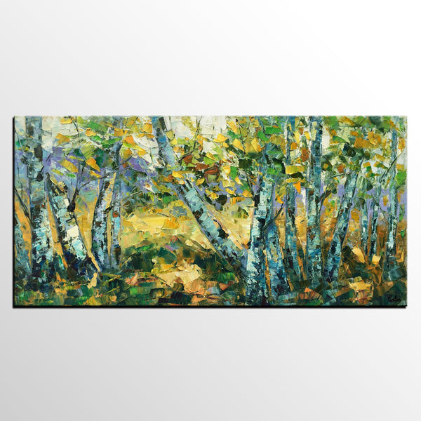 Landscape Wall Art Paintings, Custom Palette Knife Paintings, Autumn Tree Painting, Impression Painting, Landscape Painting on Canvas-Art Painting Canvas
