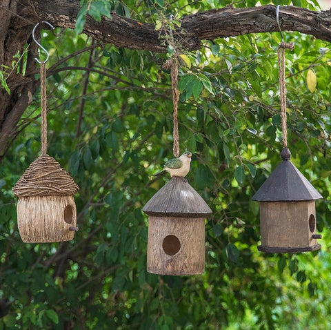 Resin Bird Nest for Garden Ornament, Bird House in the Garden, Lovely Birds House, Outdoor Decoration Ideas, Garden Ideas-Art Painting Canvas