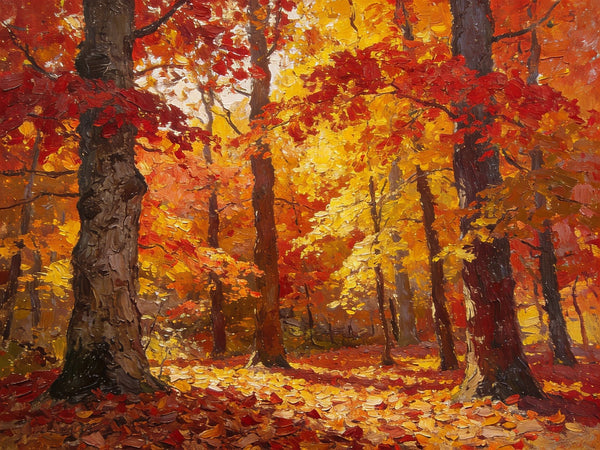 On Canvas Small Paintings, Autumn in the Forest, Hand Painted Canvas Art, Original Oil Paintings, Small Landscape Paintings, Landscape Wall Art Paintings-Art Painting Canvas