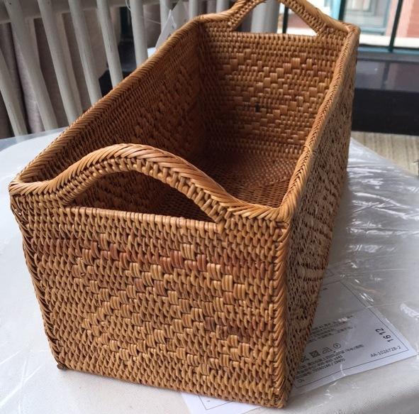 Natural Fiber Baskets, Small Storage Basket for Kitchen, Indonesia Woven Storage Basket, Rattan Storage Basket for Dining Room-Art Painting Canvas