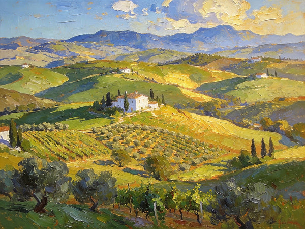 Landscape Wall Art Paintings, Tuscan Hills in Harmony, Hand Painted Canvas Art, Original Oil Paintings, On Canvas Small Paintings, Small Landscape Paintings-Art Painting Canvas