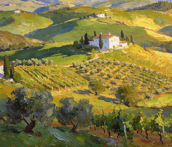 Landscape Wall Art Paintings, Tuscan Hills in Harmony, Hand Painted Canvas Art, Original Oil Paintings, On Canvas Small Paintings, Small Landscape Paintings-Art Painting Canvas