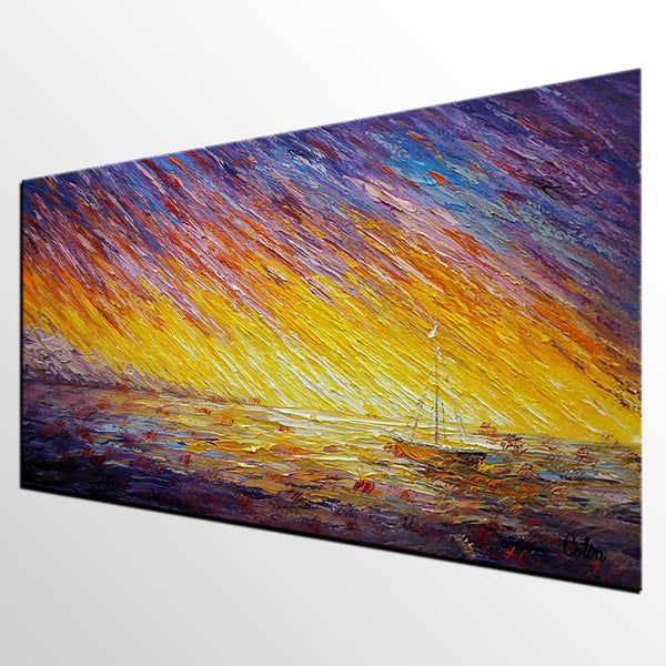 Custom Extra Large Painting, Sail Boat Landscape Painting, Abstract Landscape Paintings-Art Painting Canvas